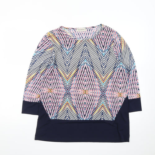 Bassini Women’s Multicoloured Geometric Tunic Top Size 18 3/4 Sleeve