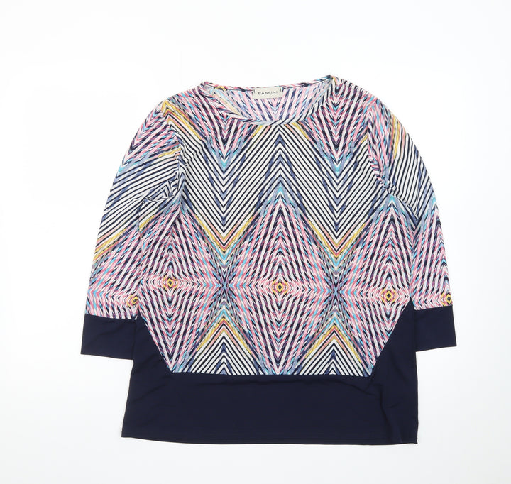 Bassini Women’s Multicoloured Geometric Tunic Top Size 18 3/4 Sleeve