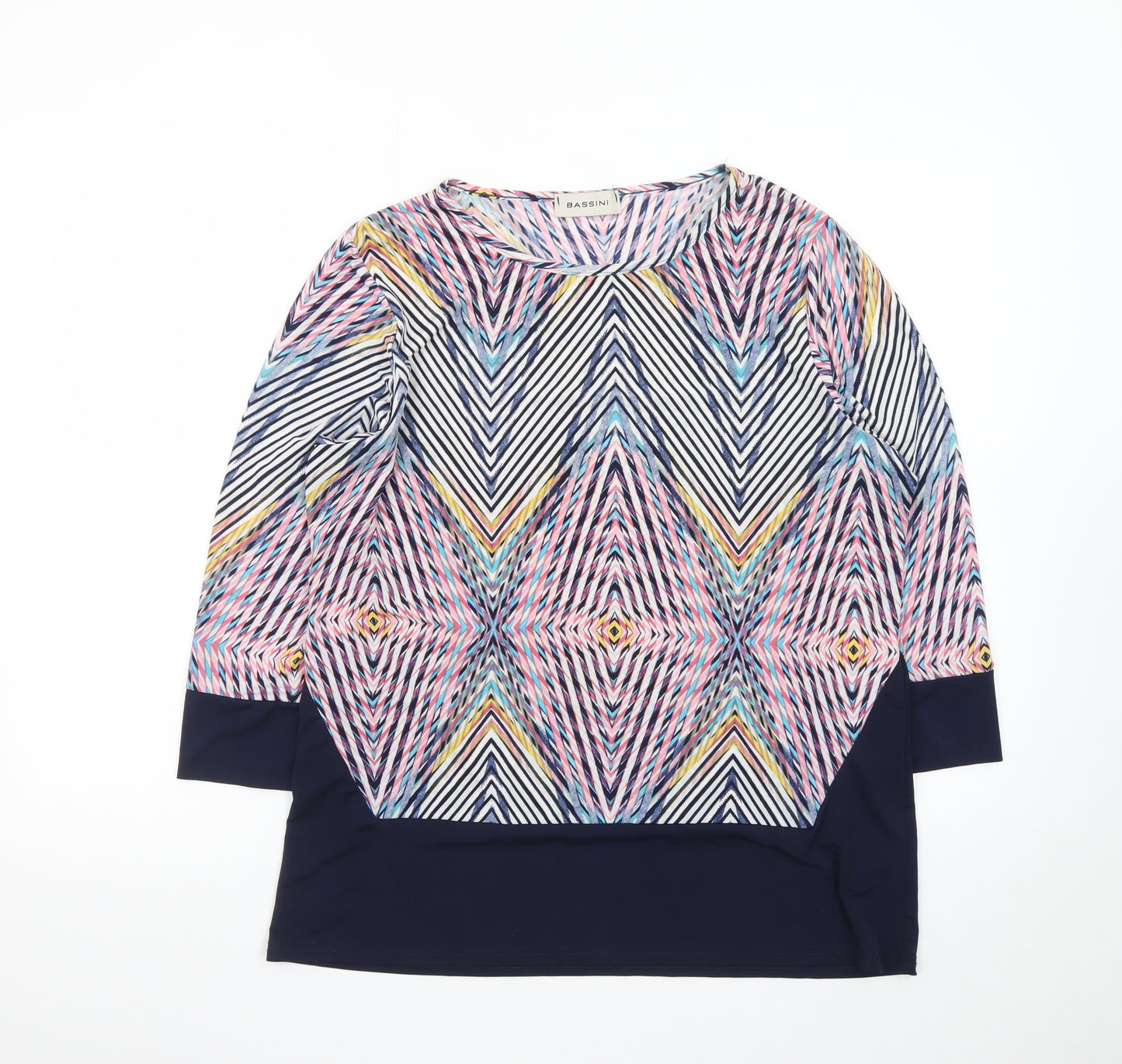 Bassini Women’s Multicoloured Geometric Tunic Top Size 18 3/4 Sleeve