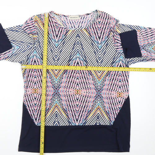 Bassini Women’s Multicoloured Geometric Tunic Top Size 18 3/4 Sleeve
