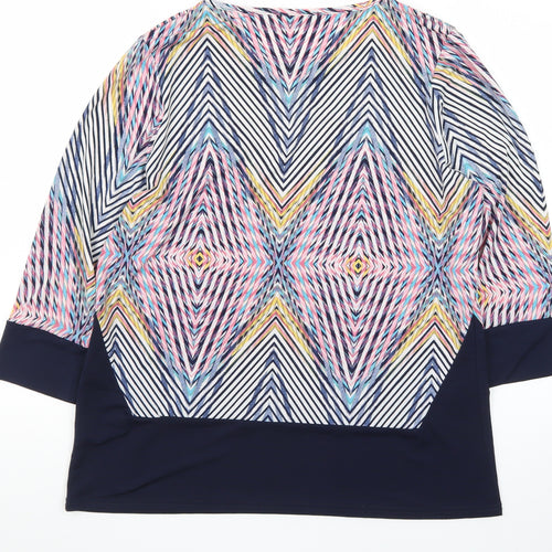 Bassini Women’s Multicoloured Geometric Tunic Top Size 18 3/4 Sleeve