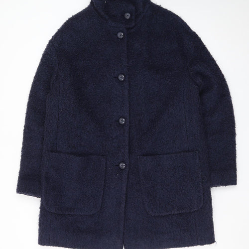 Marks and Spencer Womens Navy Blue Mid-Length Wool Blend Coat Size 14