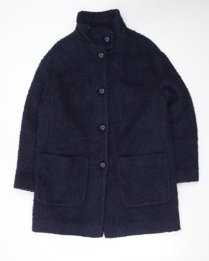 Marks and Spencer Womens Navy Blue Mid-Length Wool Blend Coat Size 14