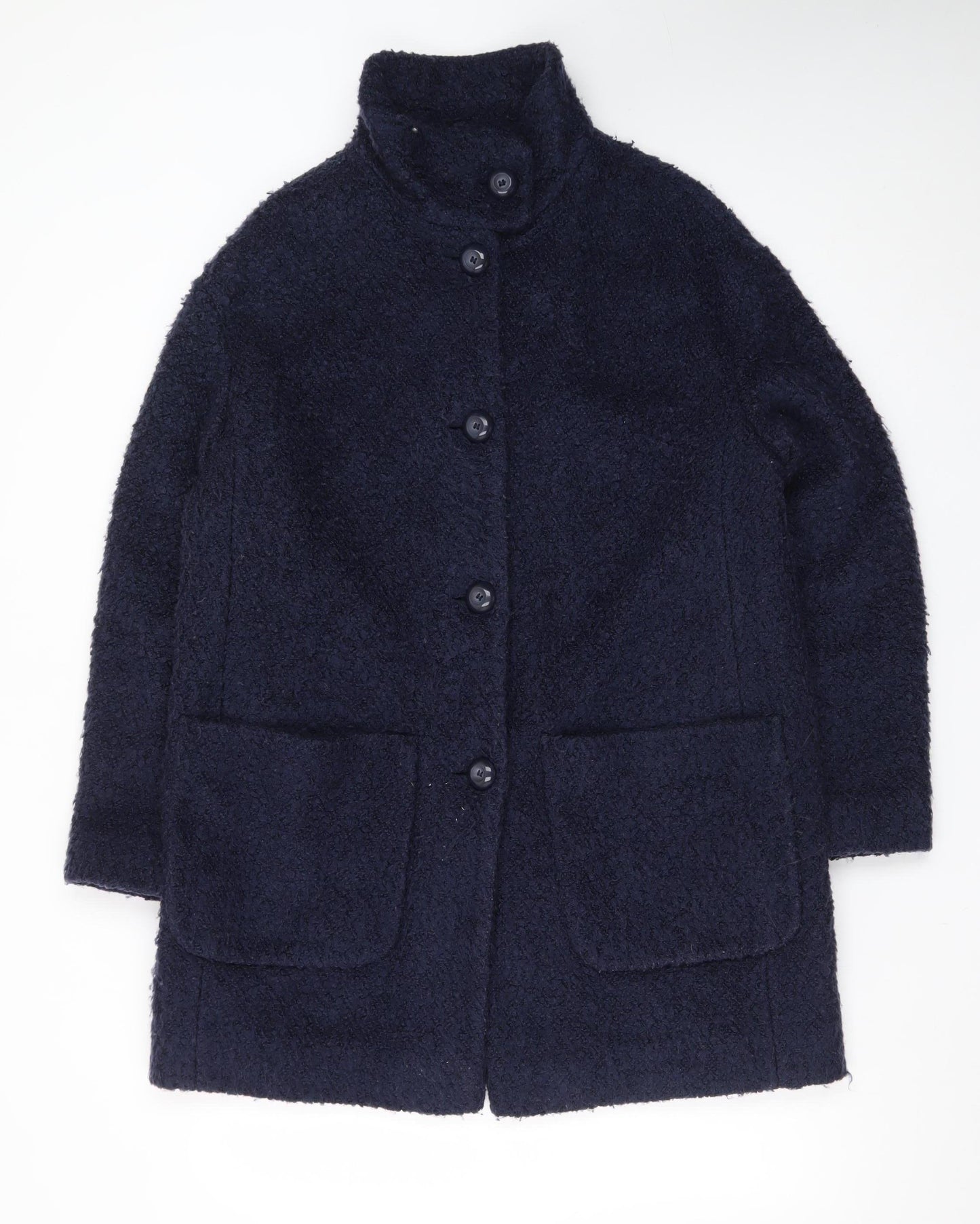 Marks and Spencer Womens Navy Blue Mid-Length Wool Blend Coat Size 14