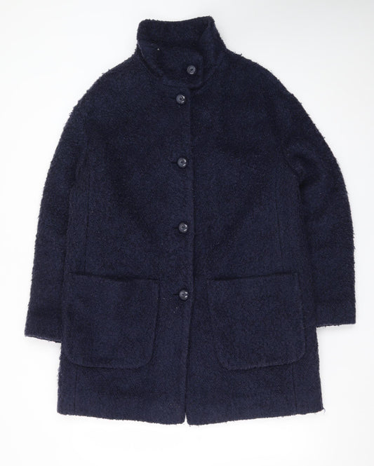 Marks and Spencer Womens Navy Blue Mid-Length Wool Blend Coat Size 14