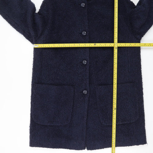 Marks and Spencer Womens Navy Blue Mid-Length Wool Blend Coat Size 14