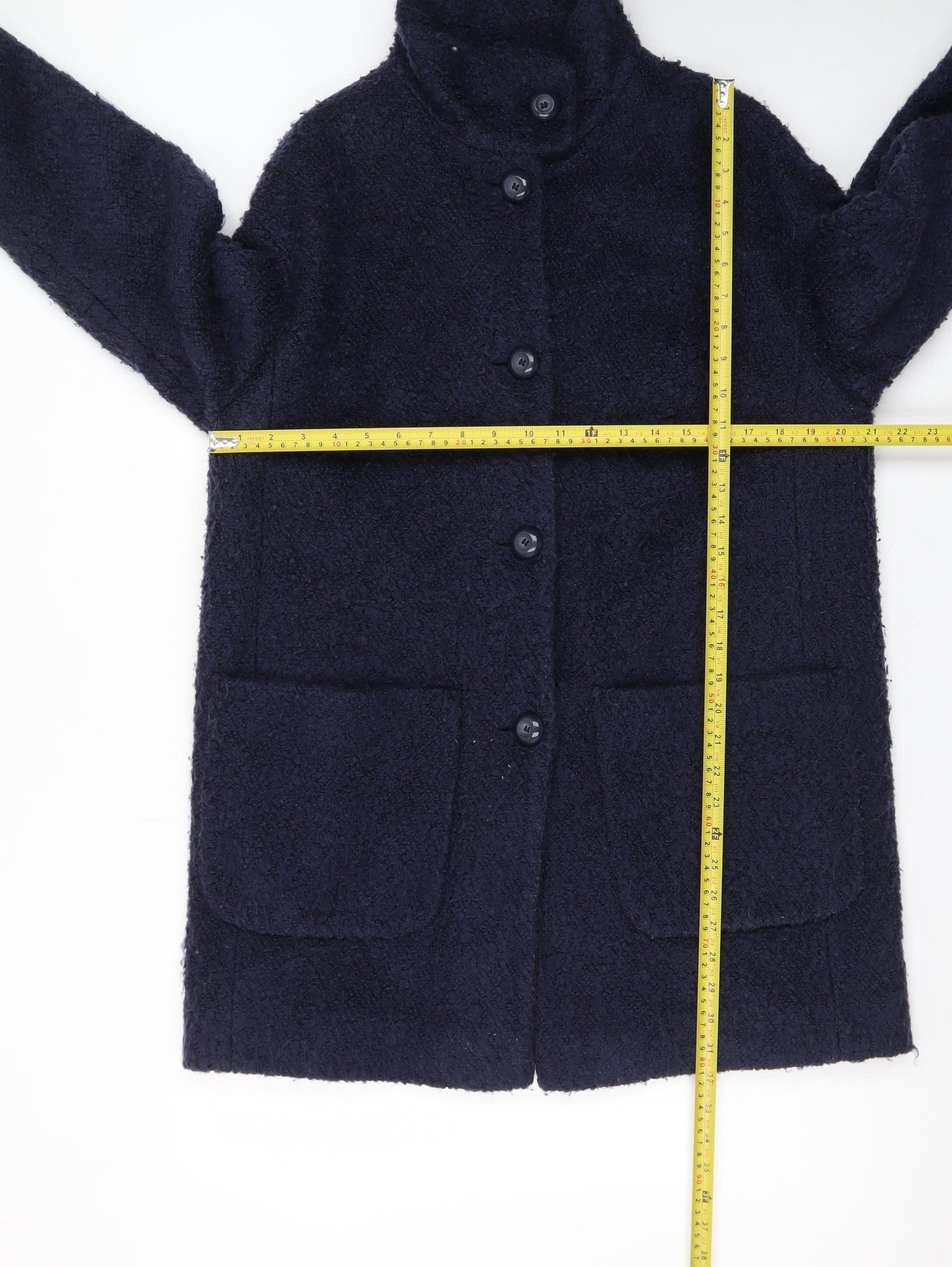 Marks and Spencer Womens Navy Blue Mid-Length Wool Blend Coat Size 14