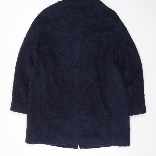 Marks and Spencer Womens Navy Blue Mid-Length Wool Blend Coat Size 14