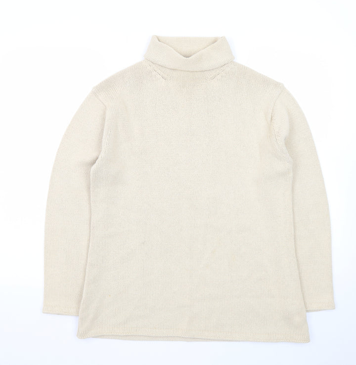 Laura Ashley Men’s Beige Roll Neck Cotton Jumper Medium