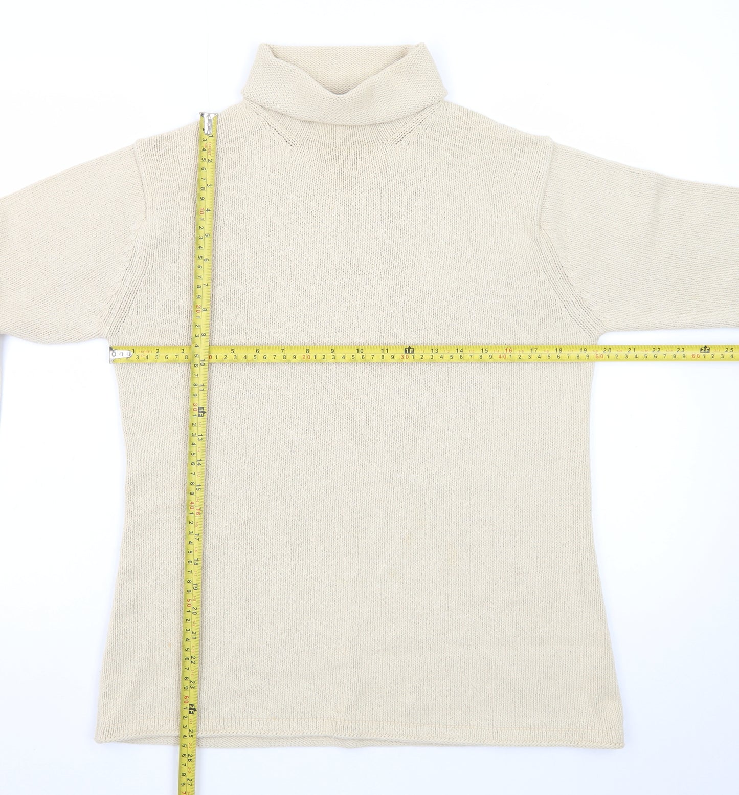 Laura Ashley Men’s Beige Roll Neck Cotton Jumper Medium