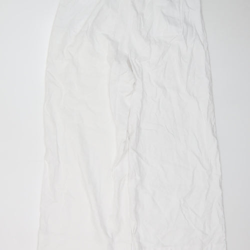 Marks and Spencer Women’s White Linen Wide-Leg Trousers Size 16 Tall