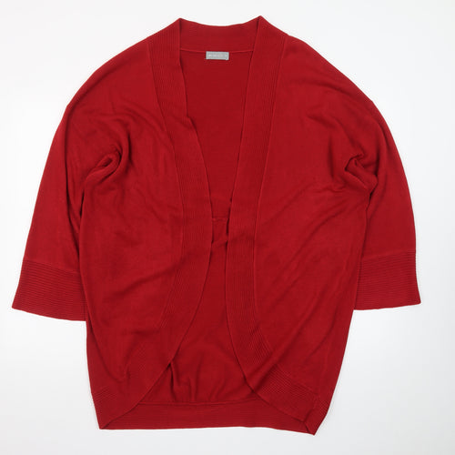 Marks and Spencer Women Red Knit Cardigan XL Relaxed Fit Open Front