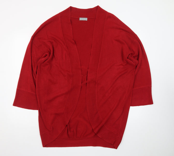 Marks and Spencer Women Red Knit Cardigan XL Relaxed Fit Open Front