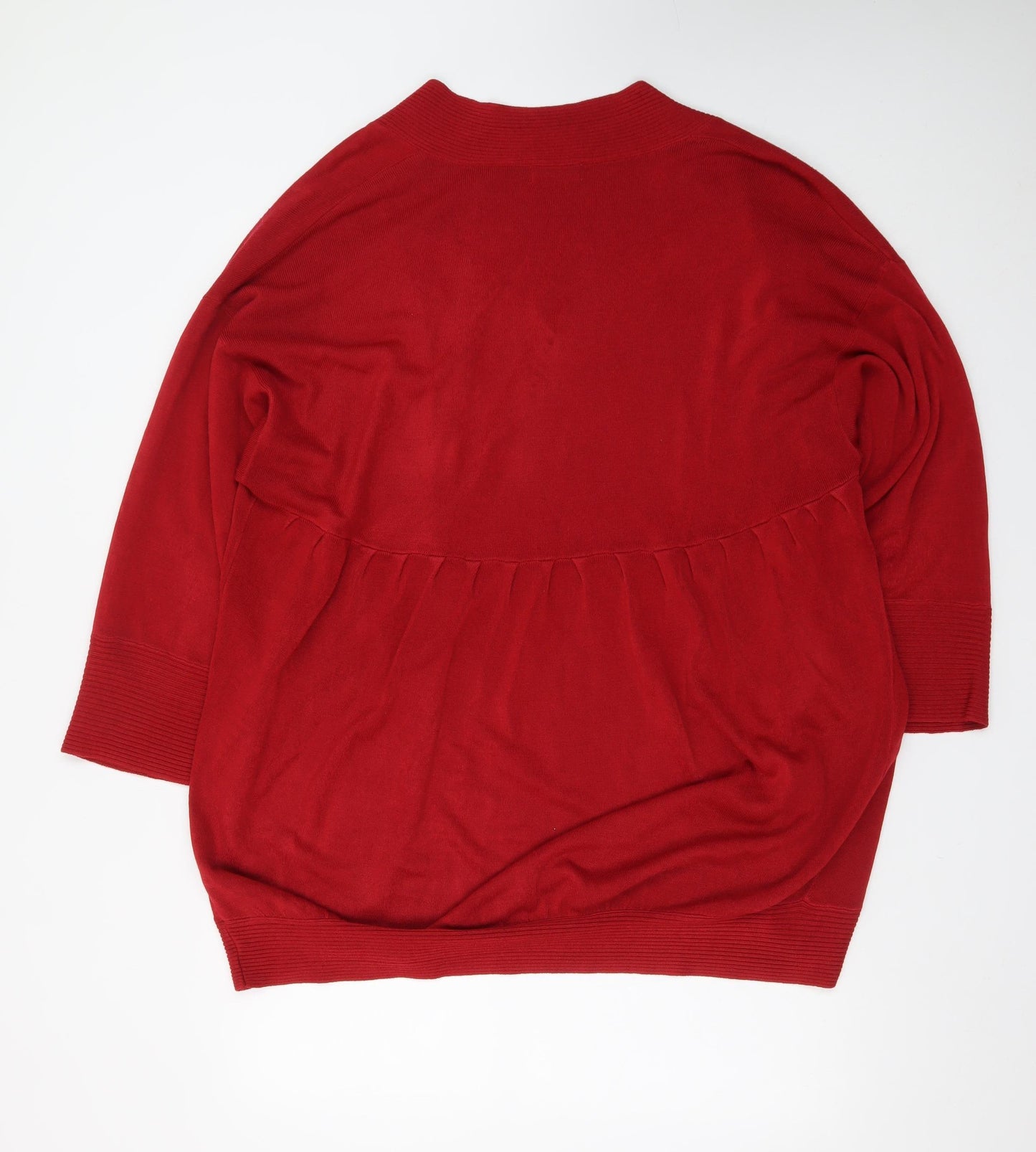 Marks and Spencer Women Red Knit Cardigan XL Relaxed Fit Open Front
