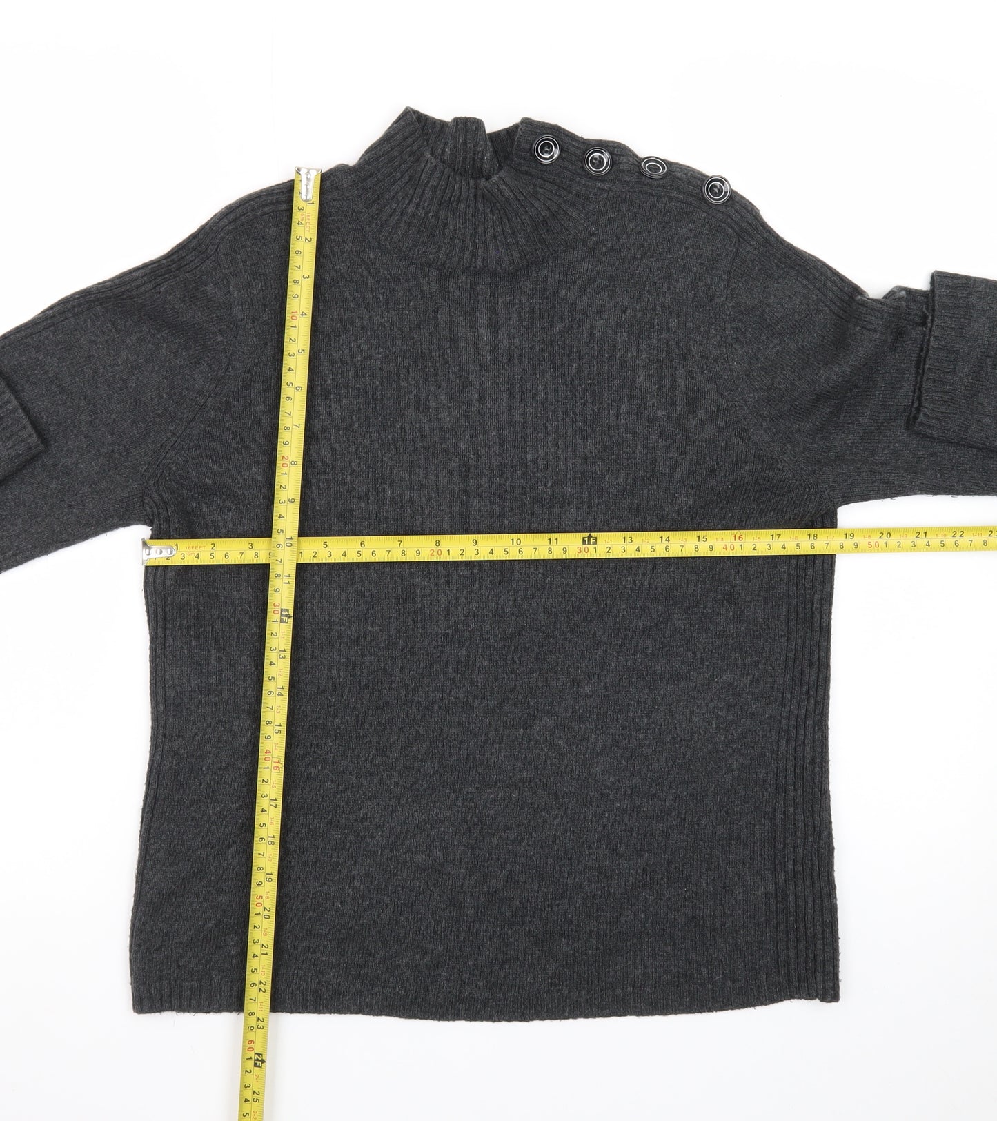 Principles Women’s Grey Wool Blend Mock Neck Jumper Size 16