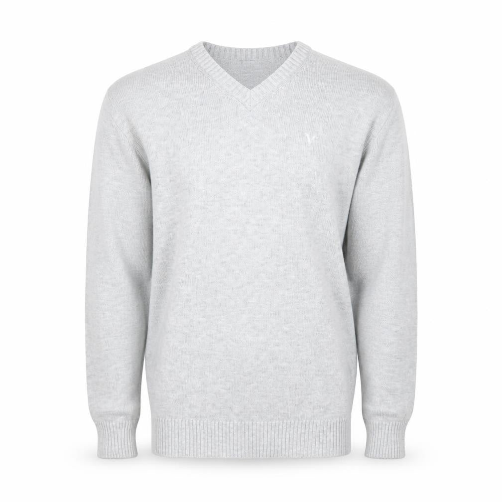 American Eagle Men’s Grey V-Neck Cotton Blend Jumper Size M
