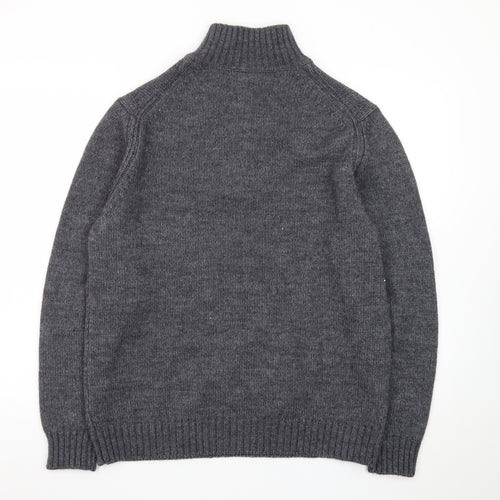 Duchamp London Men’s Grey Wool Alpaca Henley Jumper L High Neck