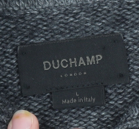 Duchamp London Men’s Grey Wool Alpaca Henley Jumper L High Neck