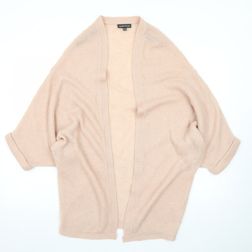 Warehouse Women’s Beige Open Knit 3/4 Sleeve Cardigan UK 12