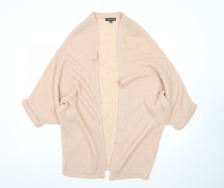 Warehouse Women’s Beige Open Knit 3/4 Sleeve Cardigan UK 12
