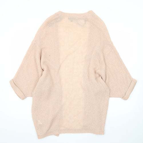 Warehouse Women’s Beige Open Knit 3/4 Sleeve Cardigan UK 12