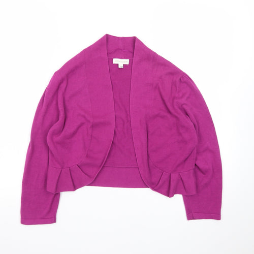 Monsoon Women’s Purple Cotton Shrug Cardigan L Lightweight Knit