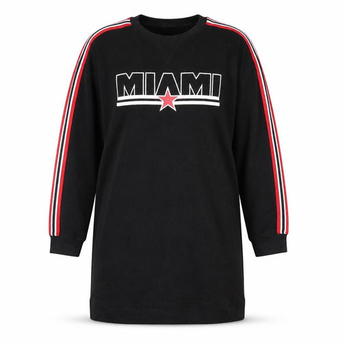 H&M Divided Women Black Size 8 T-Shirt Dress Long Sleeve Miami Logo