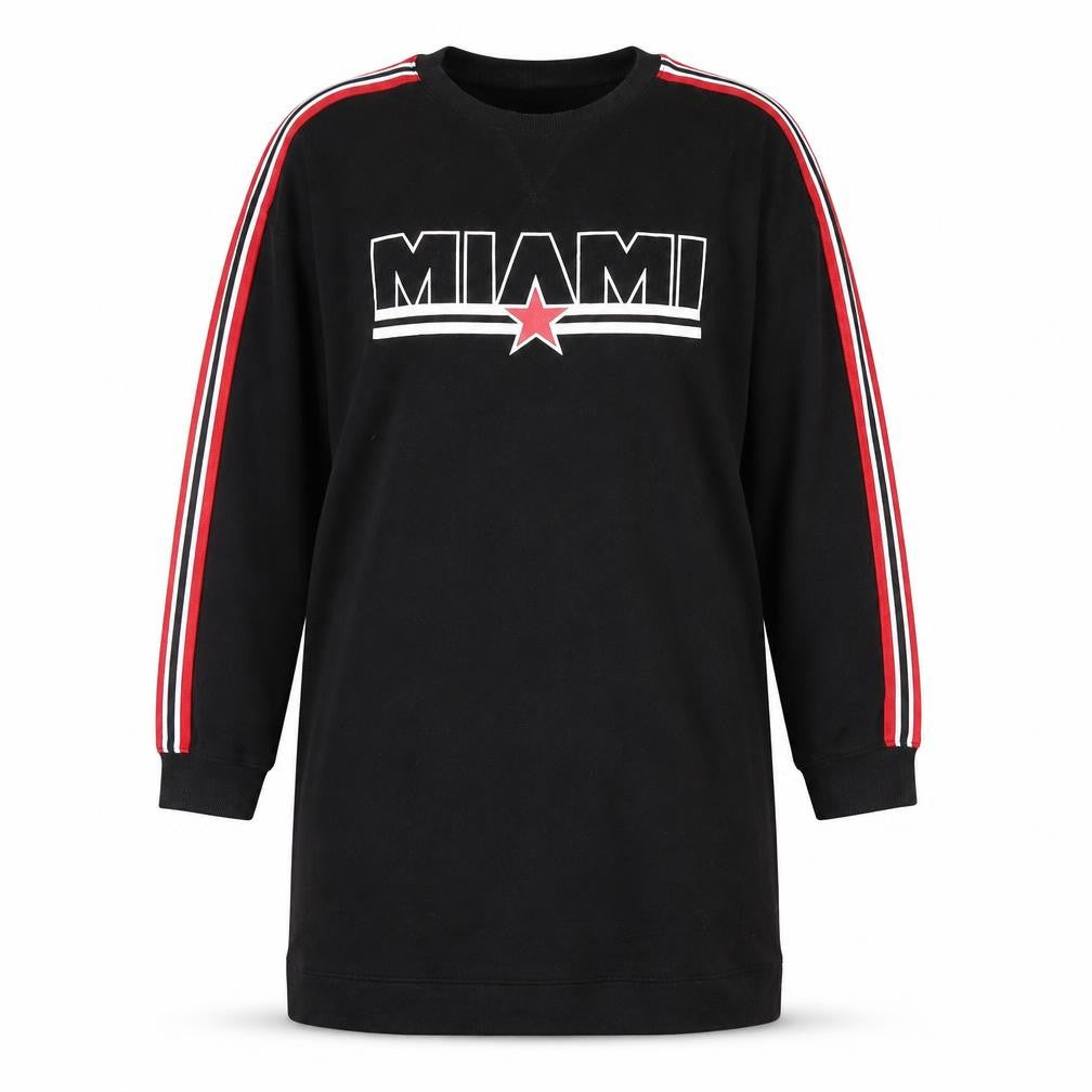H&M Divided Women Black Size 8 T-Shirt Dress Long Sleeve Miami Logo
