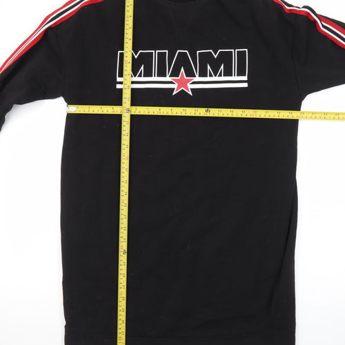 H&M Divided Women Black Size 8 T-Shirt Dress Long Sleeve Miami Logo