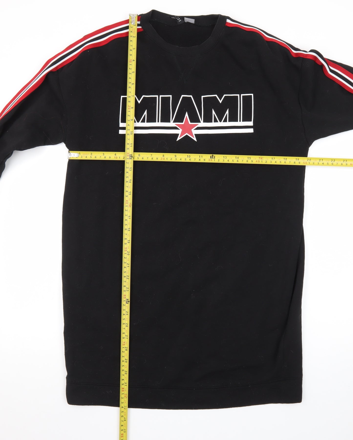 H&M Divided Women Black Size 8 T-Shirt Dress Long Sleeve Miami Logo