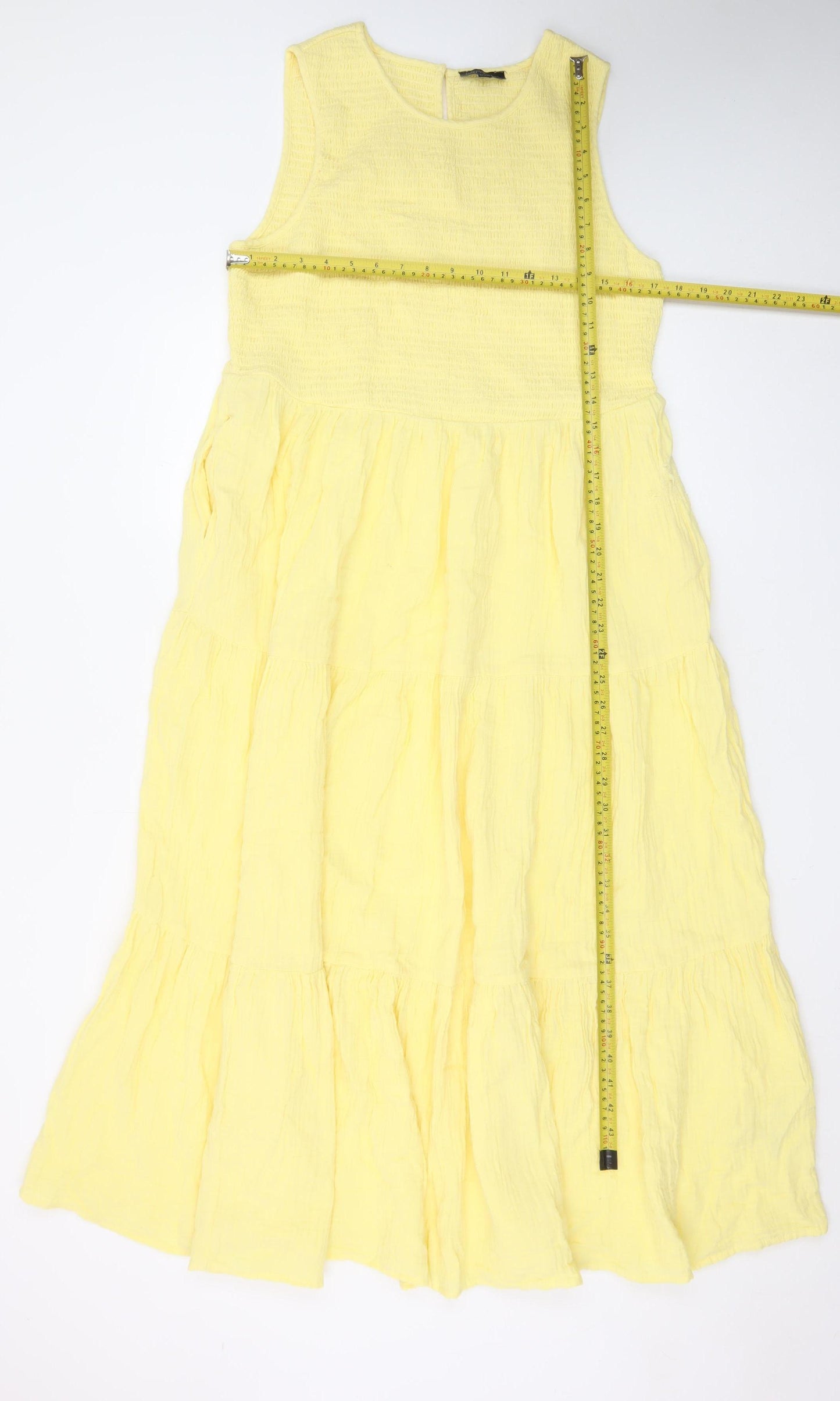 Nobody's Child Women's Yellow Cotton Sleeveless A-Line Midi Dress Size 18
