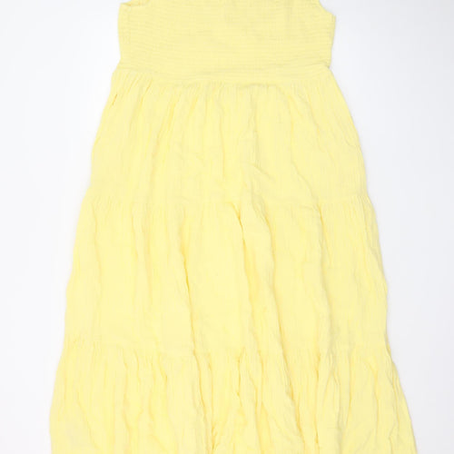 Nobody's Child Women's Yellow Cotton Sleeveless A-Line Midi Dress Size 18