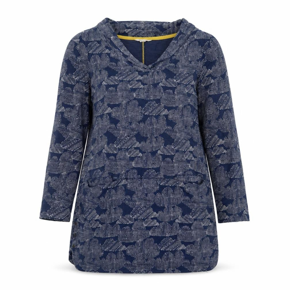 White Stuff Women’s Blue Geometric Shift Dress UK 12 Cotton
