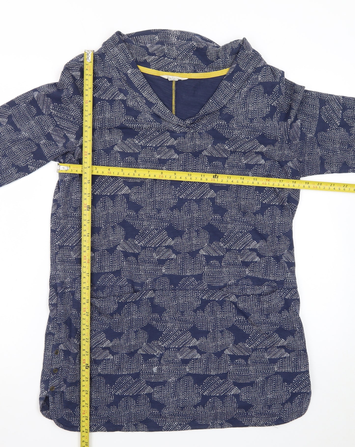 White Stuff Women’s Blue Geometric Shift Dress UK 12 Cotton
