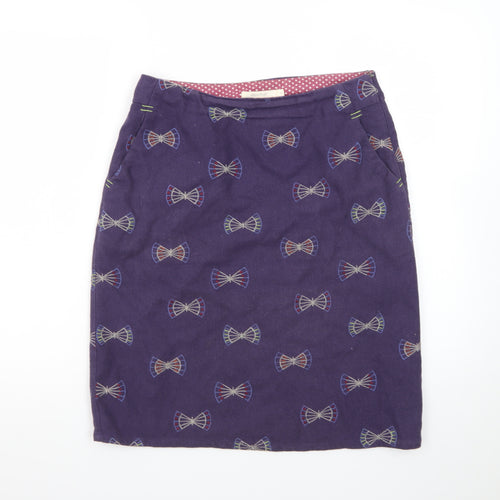 White Stuff Women's Purple Embroidered Pencil Skirt Size 8