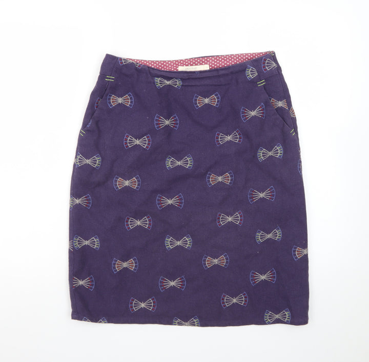 White Stuff Women's Purple Embroidered Pencil Skirt Size 8