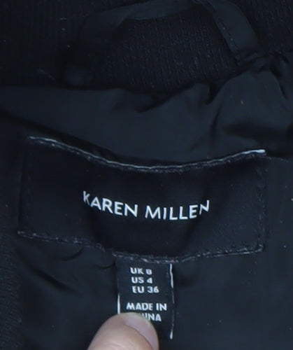 Karen Millen Women’s Black Belted Hooded Puffer Coat Size 8