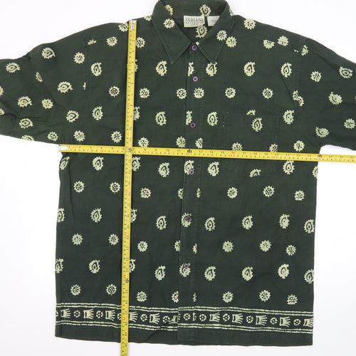 Fabiani Exclusive Men's Green Paisley Cotton Short Sleeve XL Shirt