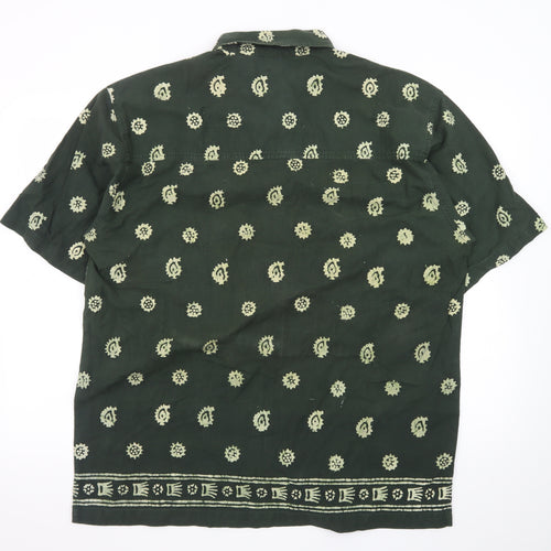 Fabiani Exclusive Men's Green Paisley Cotton Short Sleeve XL Shirt