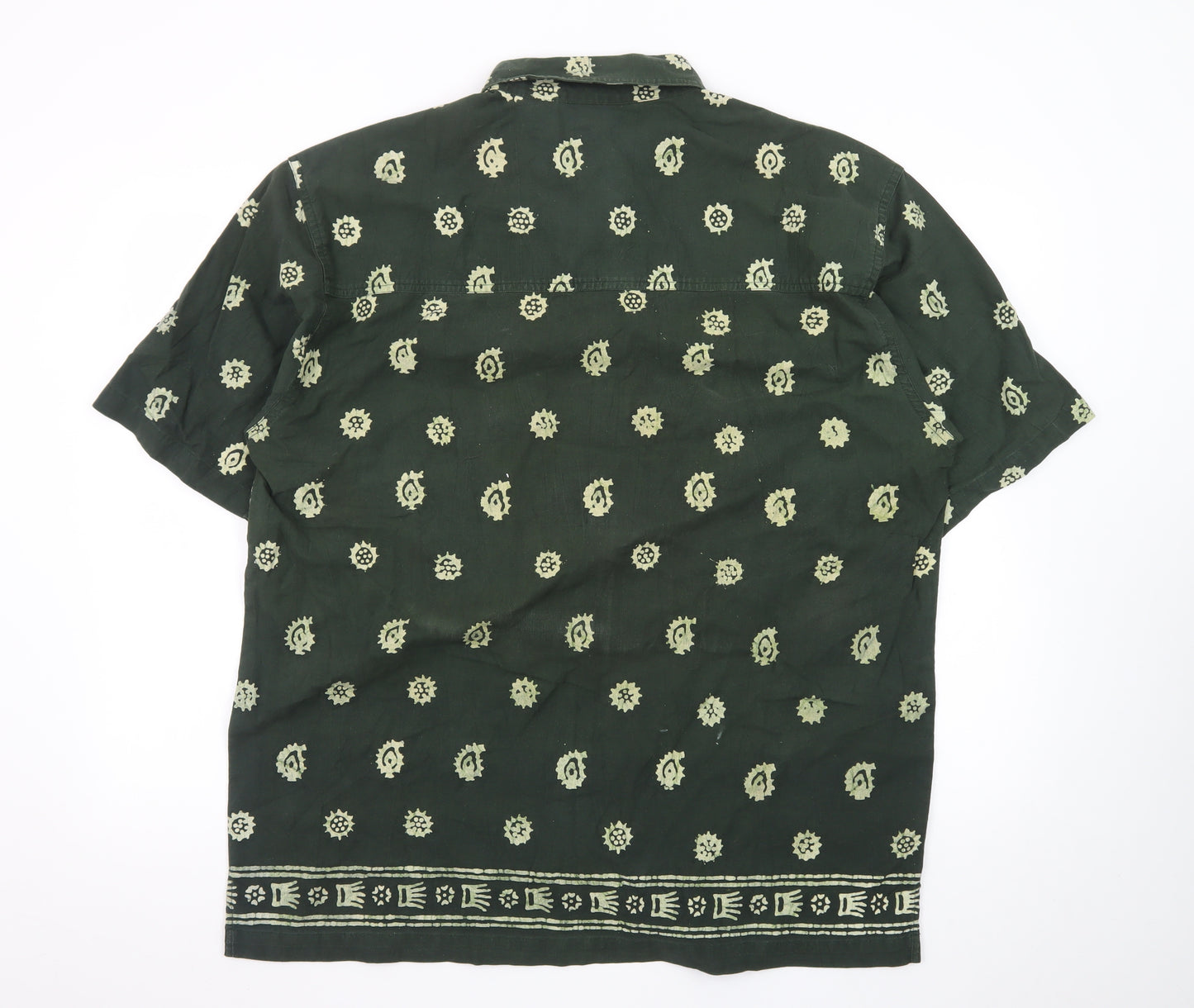 Fabiani Exclusive Men's Green Paisley Cotton Short Sleeve XL Shirt