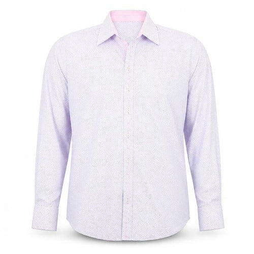 Jeff Banks Men’s Pink Geometric 16in Regular Fit Long Sleeve Cotton Dress Shirt