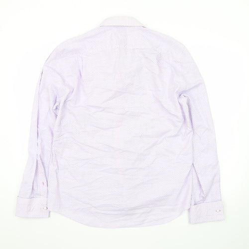 Jeff Banks Men’s Pink Geometric 16in Regular Fit Long Sleeve Cotton Dress Shirt