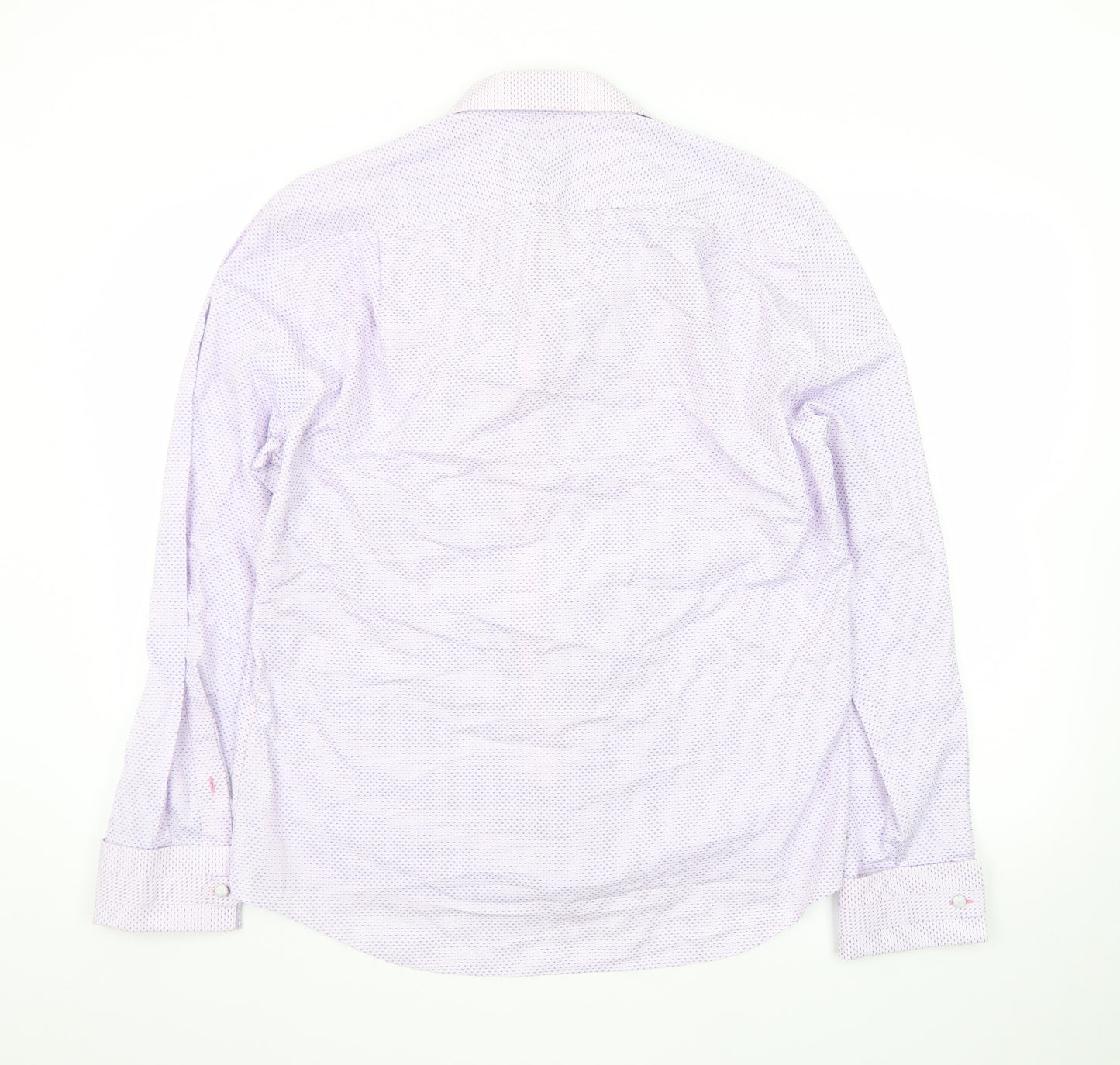 Jeff Banks Men’s Pink Geometric 16in Regular Fit Long Sleeve Cotton Dress Shirt