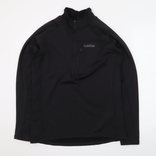 Wedze Men’s Black L 1/4 Zip Pullover Fleece Sweatshirt for Skiing & Sports