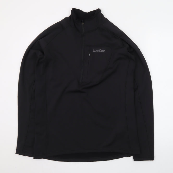 Wedze Men’s Black L 1/4 Zip Pullover Fleece Sweatshirt for Skiing & Sports