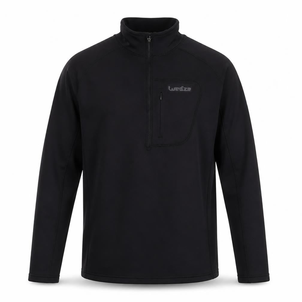 Wedze Men’s Black L 1/4 Zip Pullover Fleece Sweatshirt for Skiing & Sports