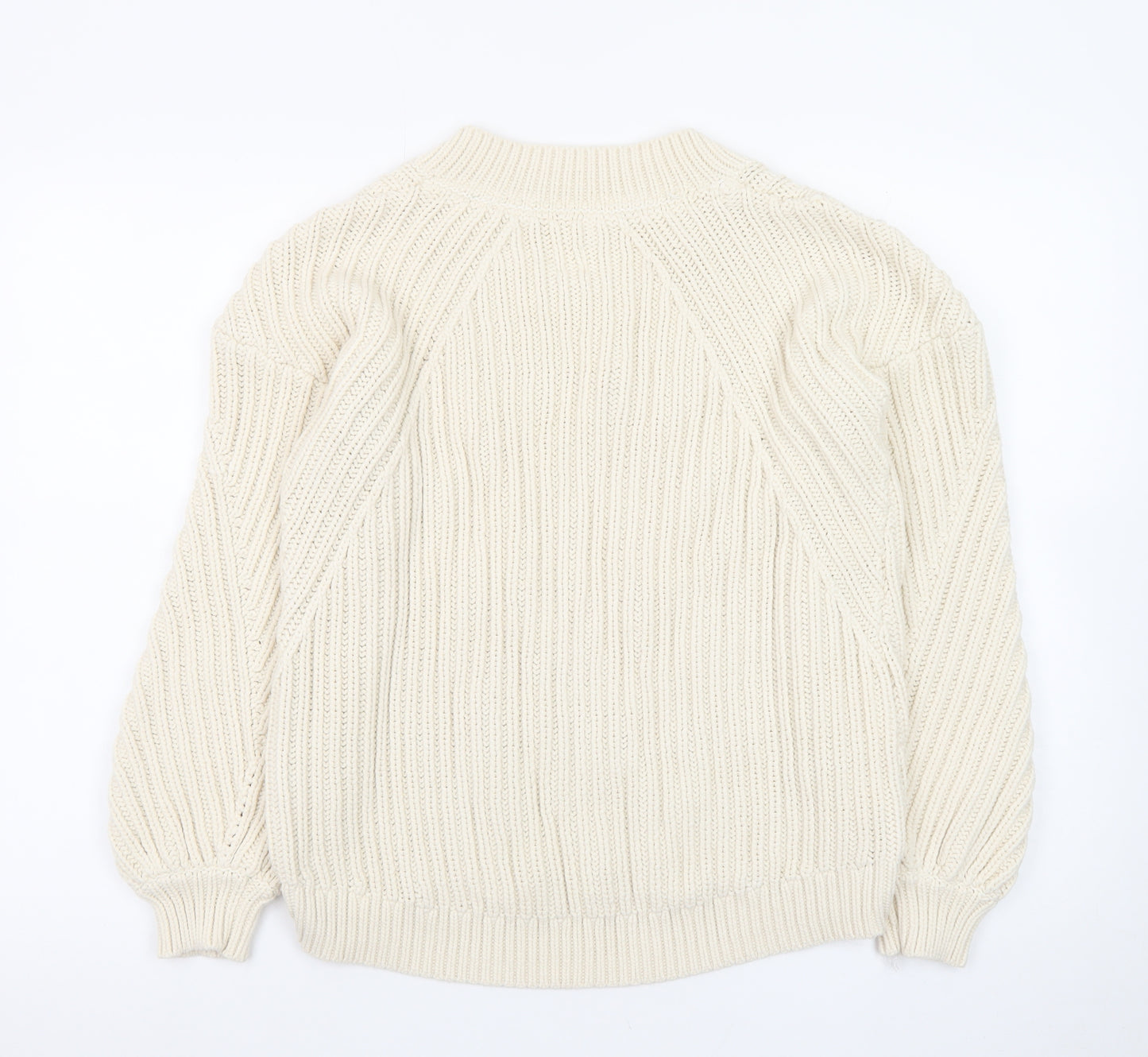John Lewis Women’s Ivory Cable-Knit V-Neck Cotton Jumper Size 12