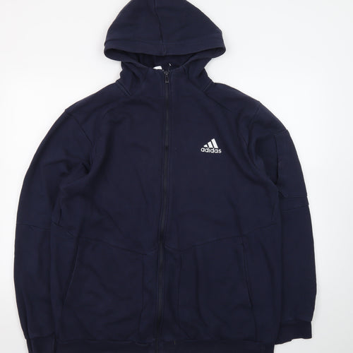 Adidas Men's Blue XL Full Zip Fleece Hoodie