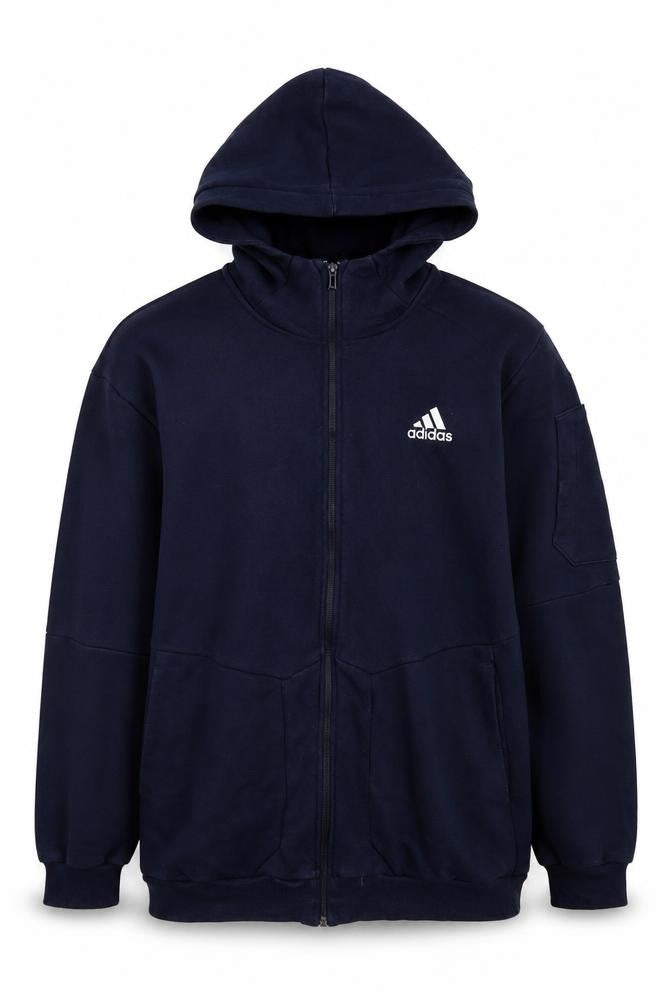 Adidas Men's Blue XL Full Zip Fleece Hoodie