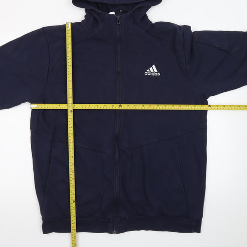 Adidas Men's Blue XL Full Zip Fleece Hoodie